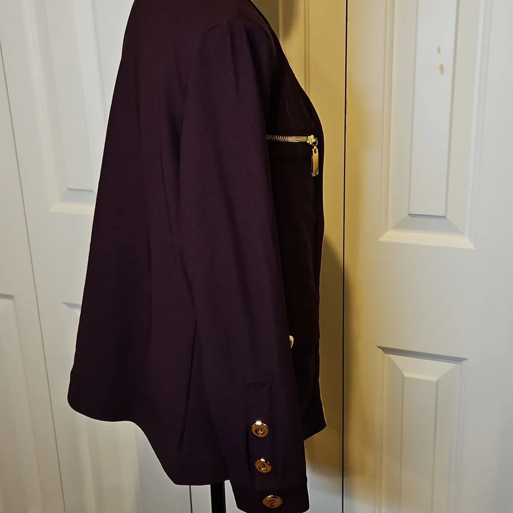BOSTON PROPER Purple amd Gold Utility Jacket with Modern Silhouette XS Zipup - Picture 9 of 11